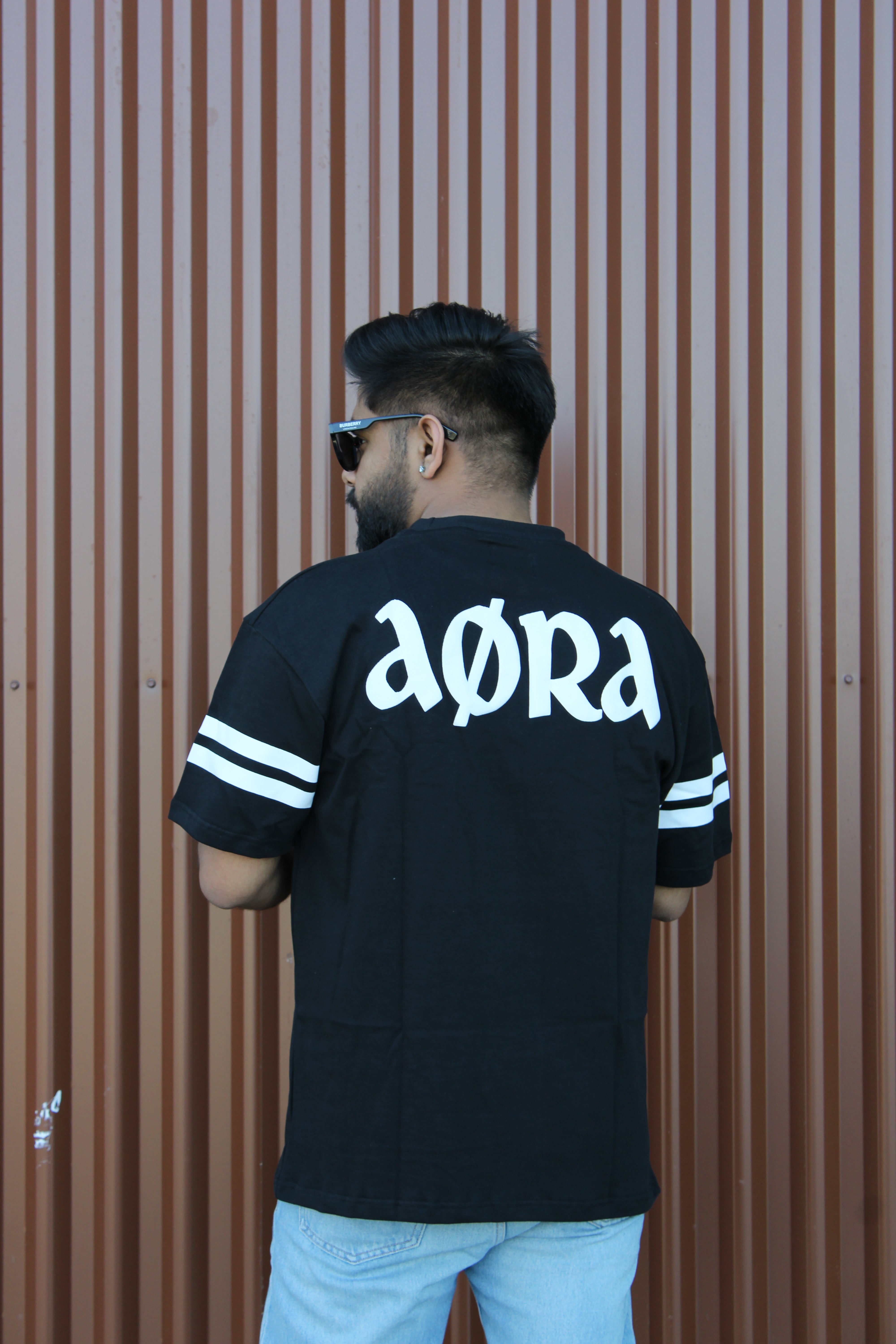 Classic Black T-Shirt for Men White Stripes